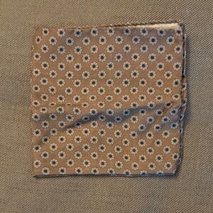 J. Crew Brown and White Floral Patterned Pocket Square 100% Wool